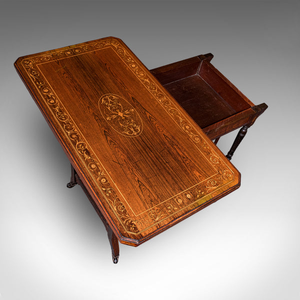 Antique Fold Over Card Table, English, Games, Bridge, Sofa, Victorian, C.1880