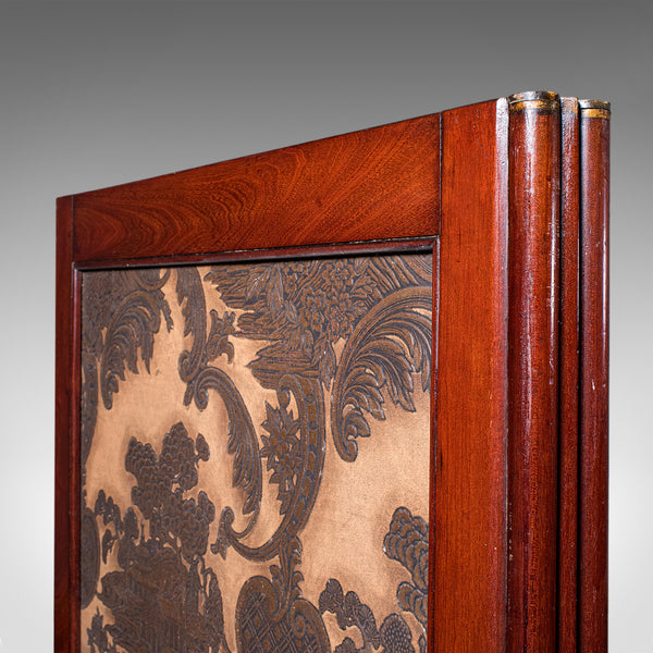 Antique Chinoiserie Privacy Screen, English, Four Panel Room Divider, Victorian