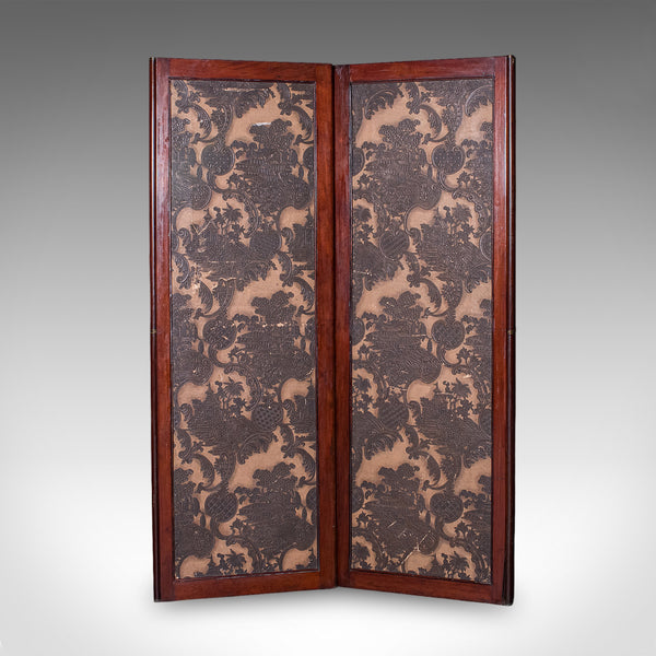 Antique Chinoiserie Privacy Screen, English, Four Panel Room Divider, Victorian