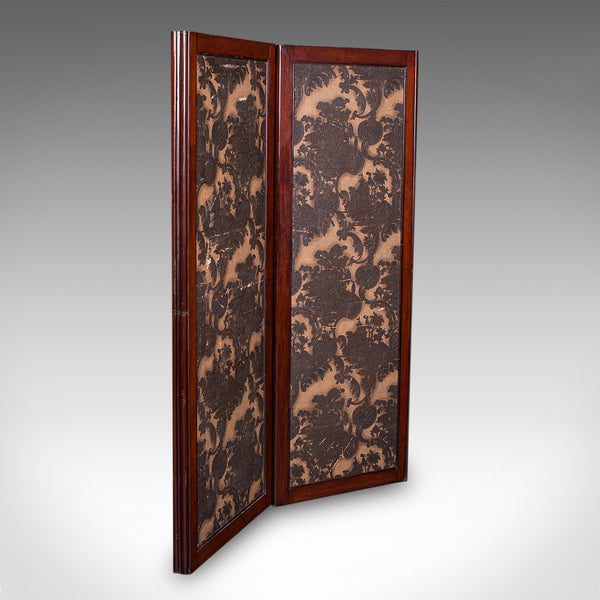 Antique Chinoiserie Privacy Screen, English, Four Panel Room Divider, Victorian