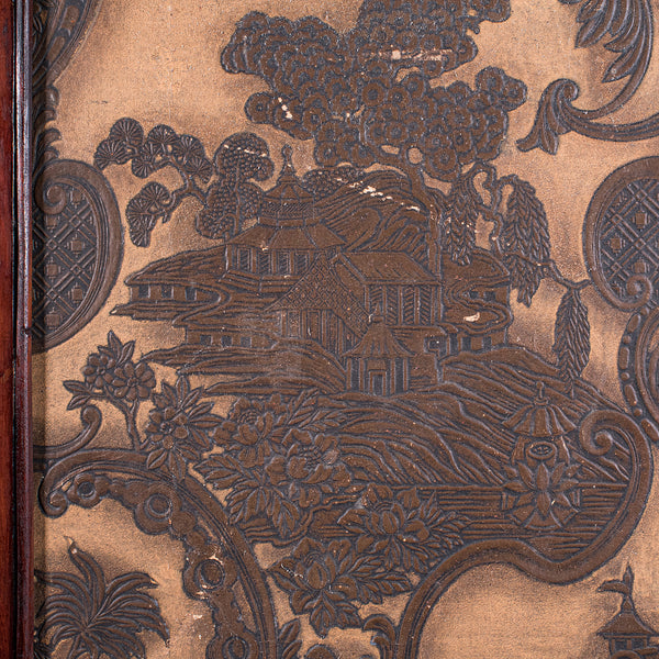 Antique Chinoiserie Privacy Screen, English, Four Panel Room Divider, Victorian