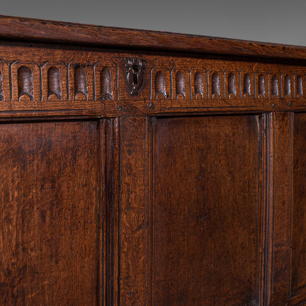Long Antique Coffer, English, Oak, Blanket Chest, Period Storage, William III