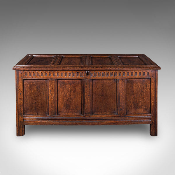 Long Antique Coffer, English, Oak, Blanket Chest, Period Storage, William III