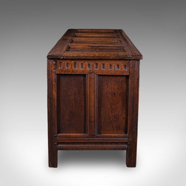 Long Antique Coffer, English, Oak, Blanket Chest, Period Storage, William III