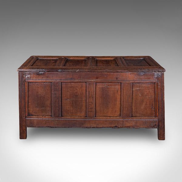 Long Antique Coffer, English, Oak, Blanket Chest, Period Storage, William III