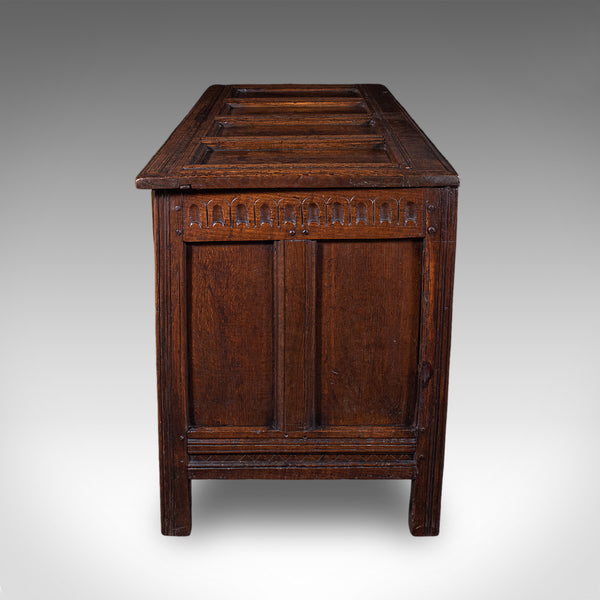 Long Antique Coffer, English, Oak, Blanket Chest, Period Storage, William III