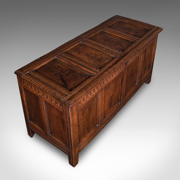 Long Antique Coffer, English, Oak, Blanket Chest, Period Storage, William III