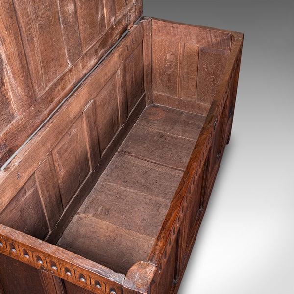 Long Antique Coffer, English, Oak, Blanket Chest, Period Storage, William III