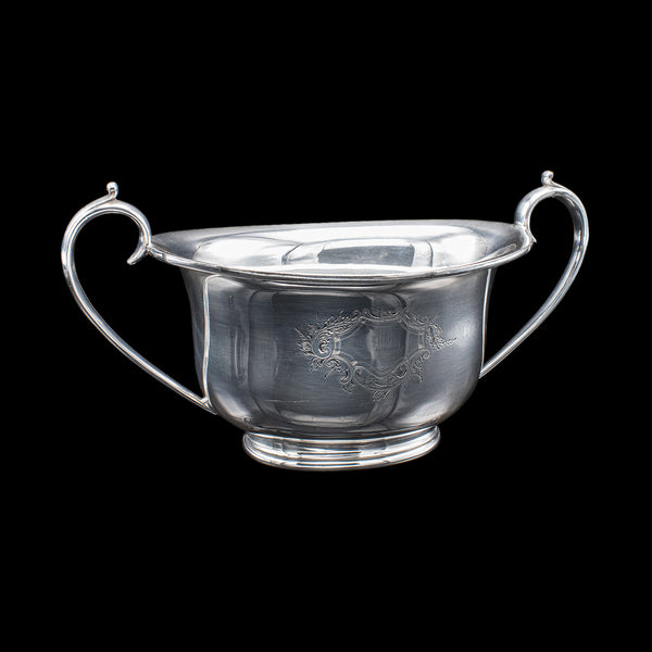 Antique Sugar Dish & Creamer Duo, English Silver Plate, Coffee Service Set, 1920
