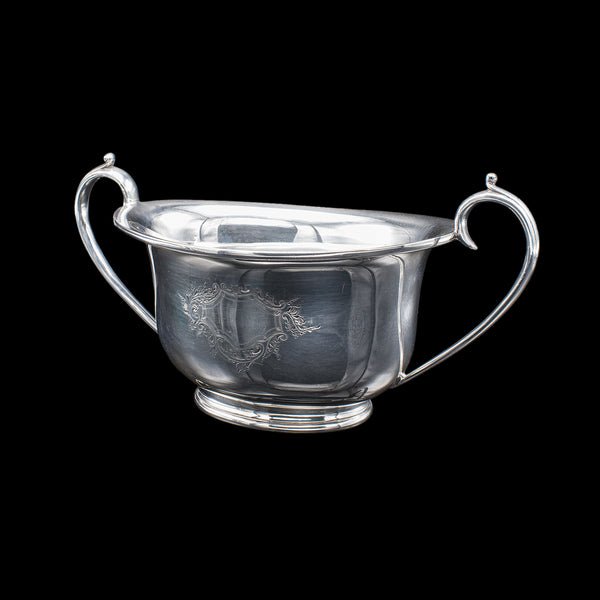 Antique Sugar Dish & Creamer Duo, English Silver Plate, Coffee Service Set, 1920
