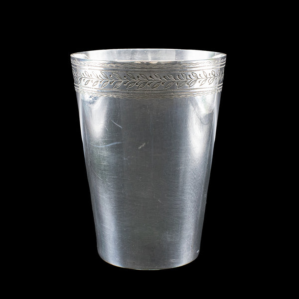 Antique Explorer's Beaker Case, English, Silver Plate, Leather Sleeve, Edwardian