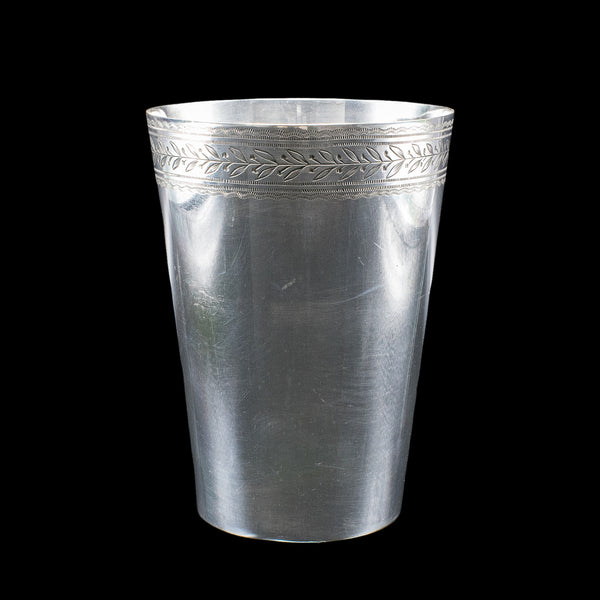 Antique Explorer's Beaker Case, English, Silver Plate, Leather Sleeve, Edwardian