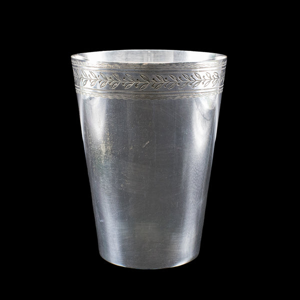 Antique Explorer's Beaker Case, English, Silver Plate, Leather Sleeve, Edwardian