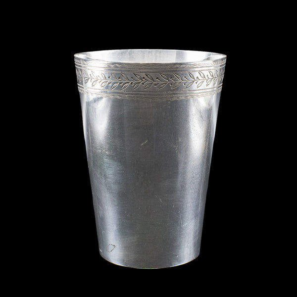 Antique Explorer's Beaker Case, English, Silver Plate, Leather Sleeve, Edwardian