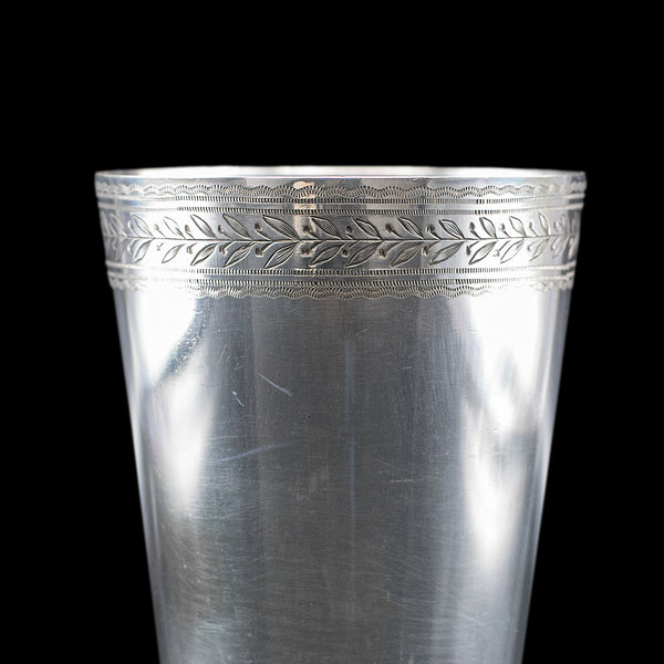 Antique Explorer's Beaker Case, English, Silver Plate, Leather Sleeve, Edwardian