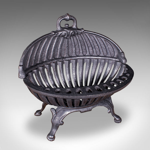 Antique Regency Revival Fire Basket, English, Iron, Fireplace, Grate, Edwardian