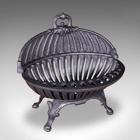 Antique Regency Revival Fire Basket, English, Iron, Fireplace, Grate, Edwardian