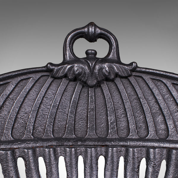 Antique Regency Revival Fire Basket, English, Iron, Fireplace, Grate, Edwardian