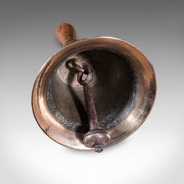 Antique Schoolmaster's Bell, Welsh, Bronze, Brass, Beech, Victorian, Circa 1900
