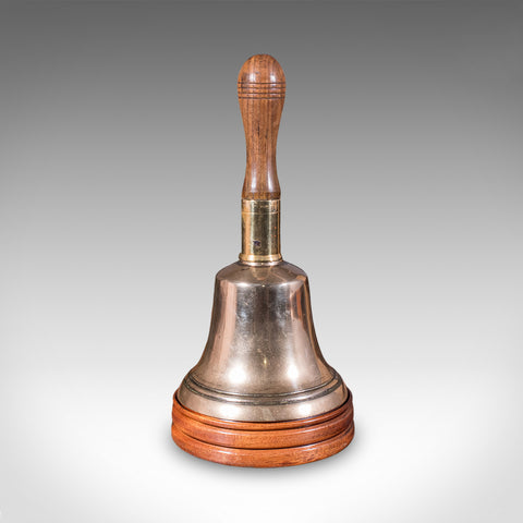 Antique Schoolmaster's Bell, Welsh, Bronze, Brass, Beech, Victorian, Circa 1900