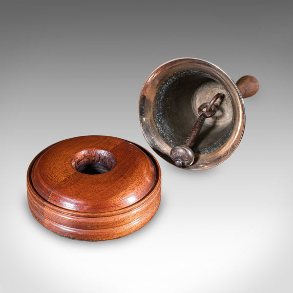 Antique Schoolmaster's Bell, Welsh, Bronze, Brass, Beech, Victorian, Circa 1900