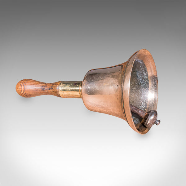 Antique Schoolmaster's Bell, Welsh, Bronze, Brass, Beech, Victorian, Circa 1900