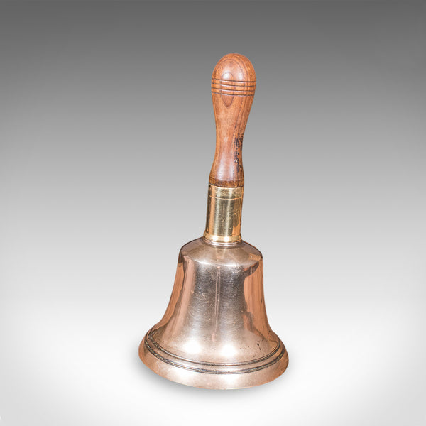 Antique Schoolmaster's Bell, Welsh, Bronze, Brass, Beech, Victorian, Circa 1900
