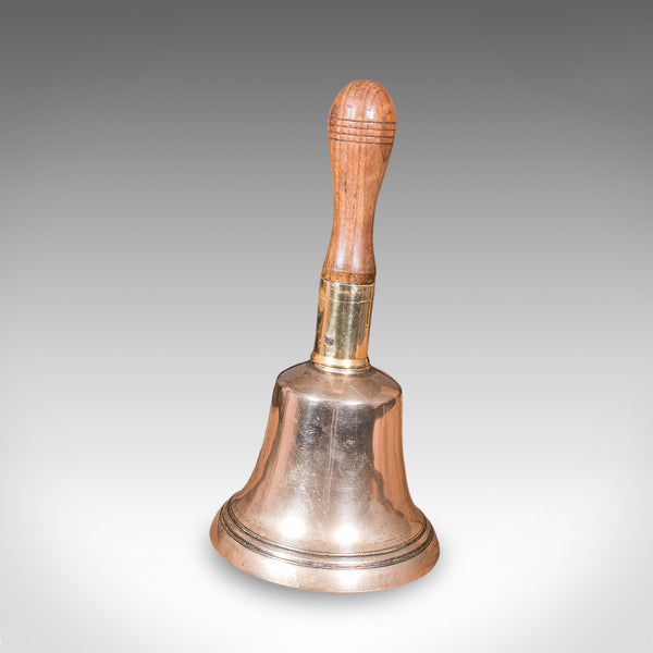 Antique Schoolmaster's Bell, Welsh, Bronze, Brass, Beech, Victorian, Circa 1900