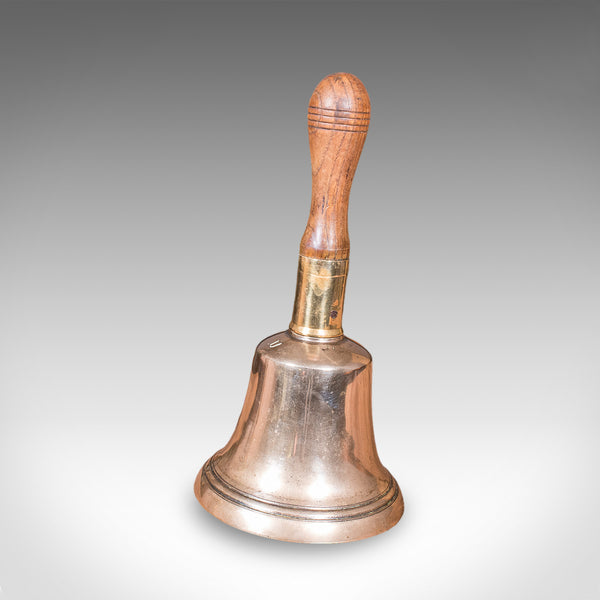 Antique Schoolmaster's Bell, Welsh, Bronze, Brass, Beech, Victorian, Circa 1900