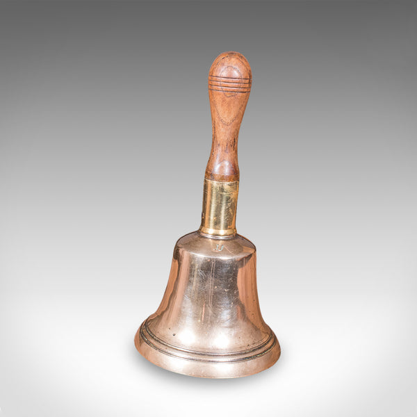 Antique Schoolmaster's Bell, Welsh, Bronze, Brass, Beech, Victorian, Circa 1900