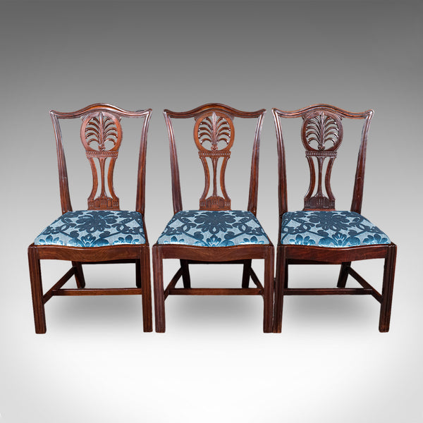 Set of 6 Antique Hepplewhite Revival Dining Chairs, English, Suite, Victorian
