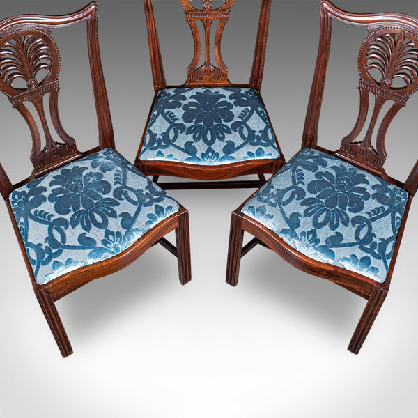Set of 6 Antique Hepplewhite Revival Dining Chairs, English, Suite, Victorian