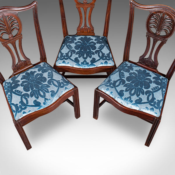 Set of 6 Antique Hepplewhite Revival Dining Chairs, English, Suite, Victorian