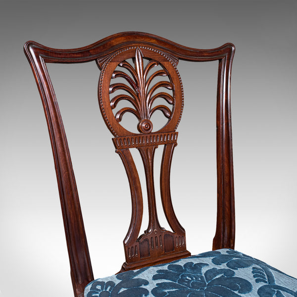 Set of 6 Antique Hepplewhite Revival Dining Chairs, English, Suite, Victorian