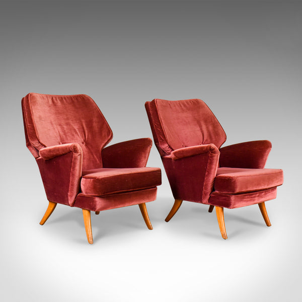 Pair of Mid-Century Armchairs, Vintage Club Designer Easy Chairs, Circa 1950 - London Fine Antiques
