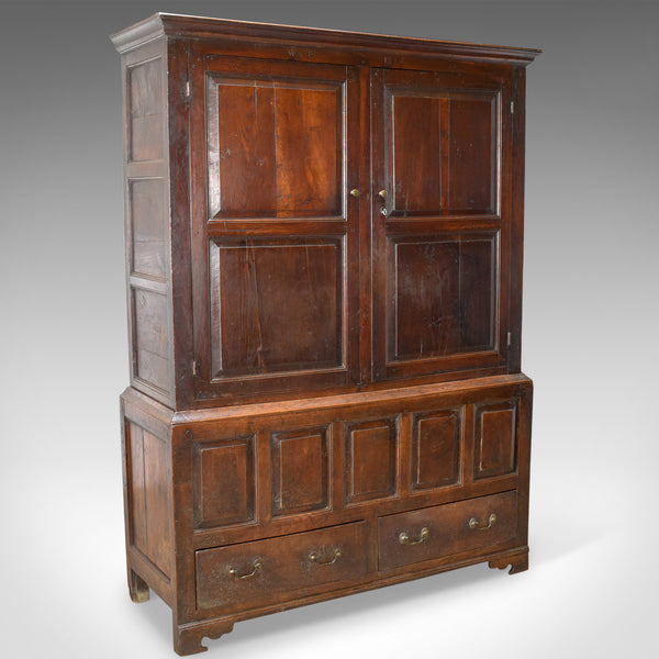 Late Georgian Antique Press Cupboard, English, Oak, Housekeeper's Cabinet c.1780 - London Fine Antiques