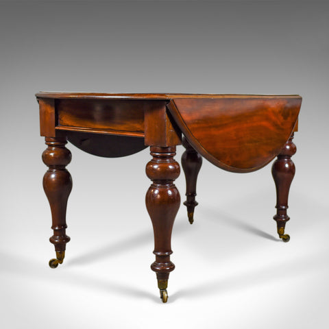 Antique Dining Table, Victorian, Mahogany Drop Flap Four Seater, Circa 1850 - London Fine Antiques