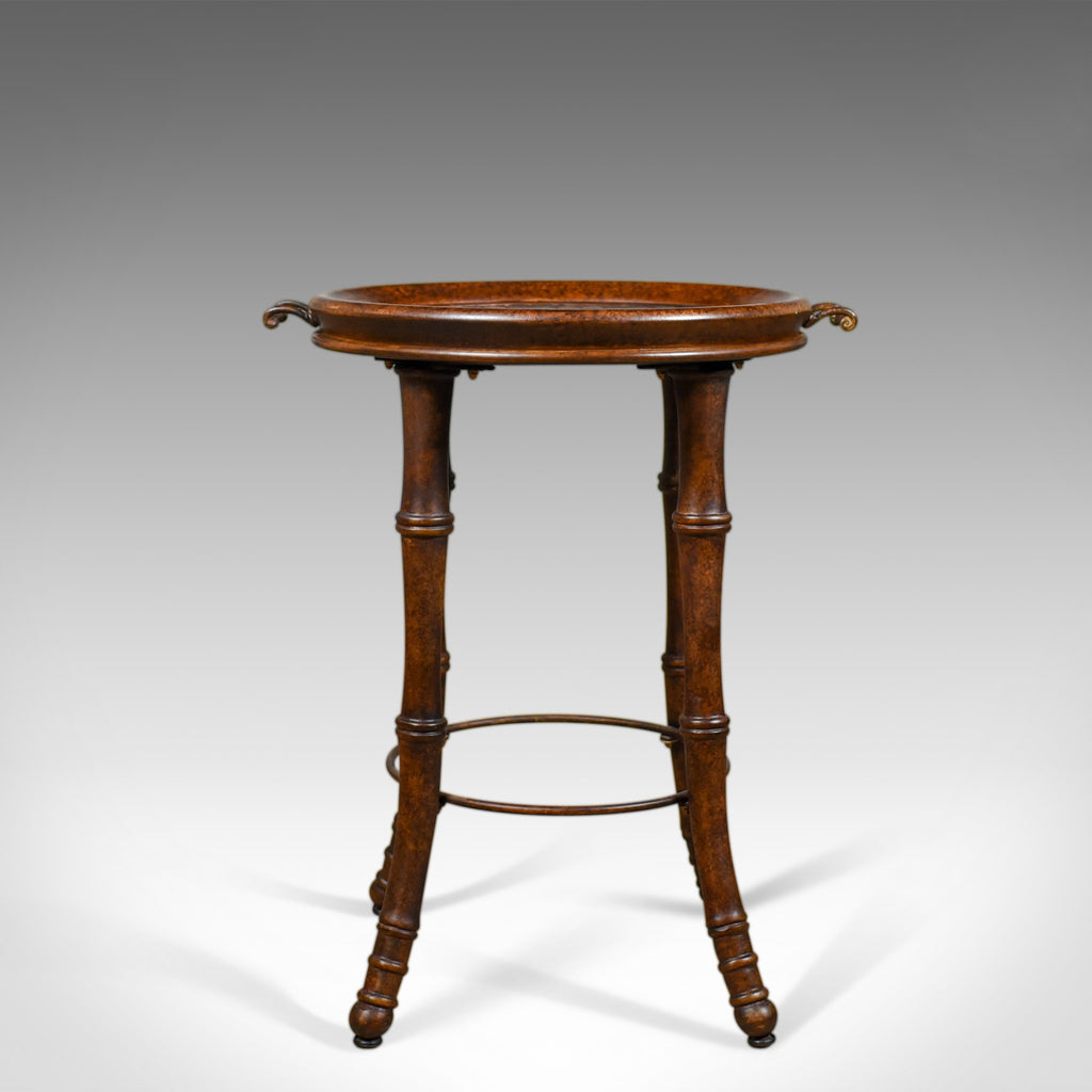 Circular Tray Table, Chinese Faux Bamboo and Walnut, Late 20th Century - London Fine Antiques