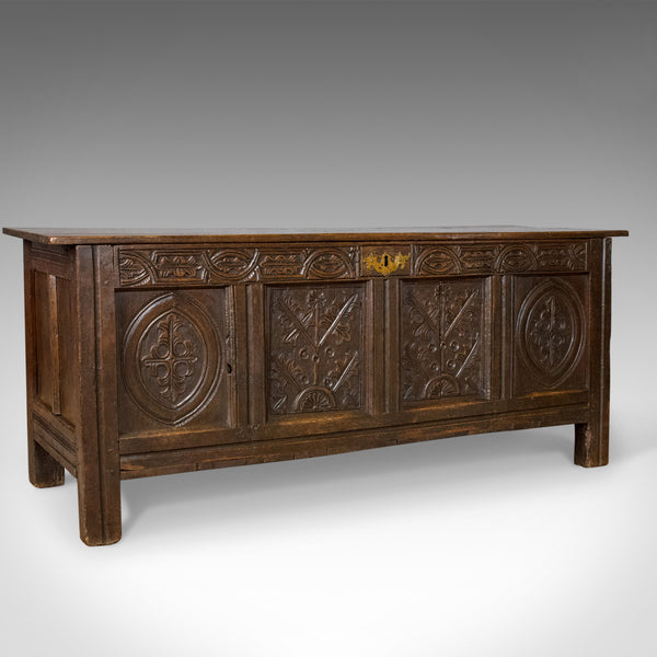 Antique Coffer, English, Oak, Chest, Trunk, Early 18th Century, Circa 1700 - London Fine Antiques