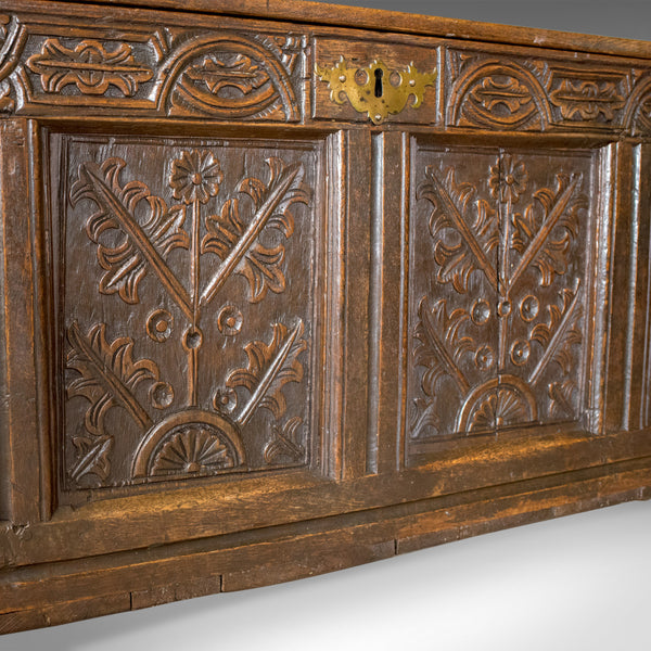 Antique Coffer, English, Oak, Chest, Trunk, Early 18th Century, Circa 1700 - London Fine Antiques