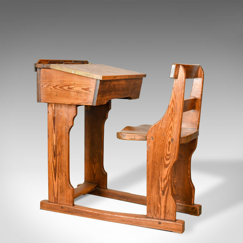 Antique School Desk, Elm, Pitch Pine, Geo M Hammer & Co Ltd London, Circa 1910 - London Fine Antiques