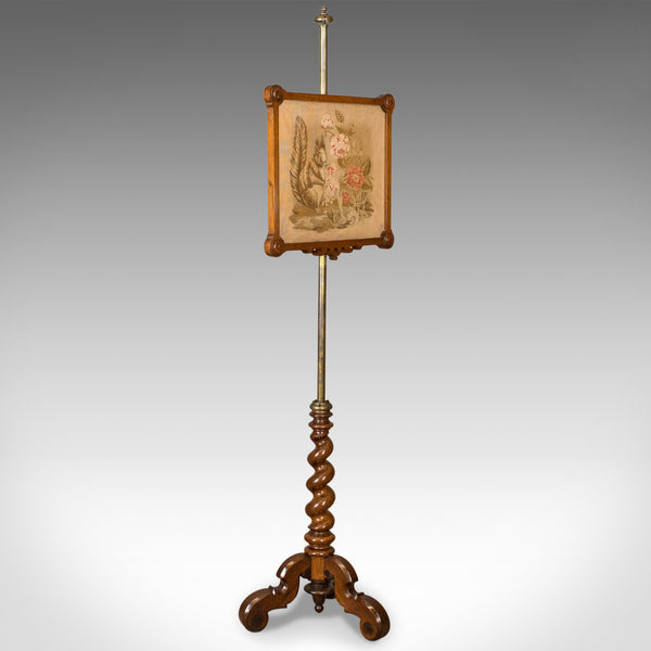 Antique Pole Screen, English, Victorian, Needlepoint, Tapestry Panel Circa 1860 - London Fine Antiques