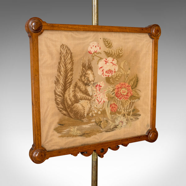 Antique Pole Screen, English, Victorian, Needlepoint, Tapestry Panel Circa 1860 - London Fine Antiques