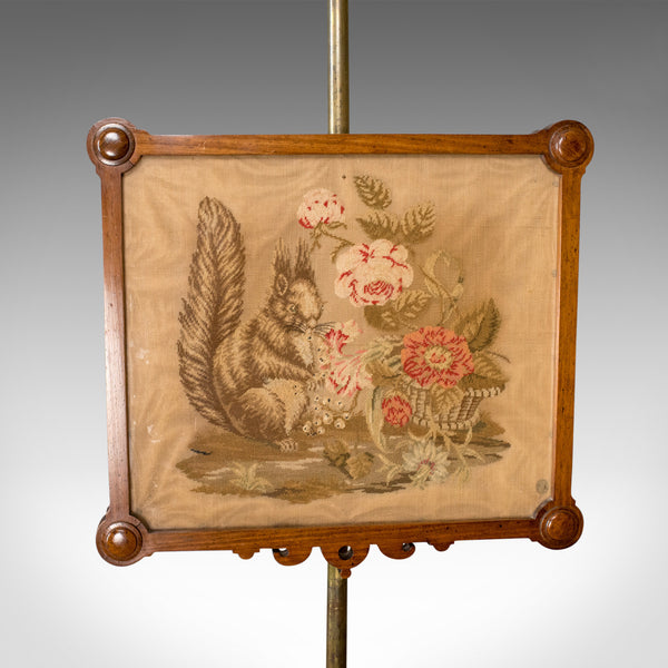Antique Pole Screen, English, Victorian, Needlepoint, Tapestry Panel Circa 1860 - London Fine Antiques