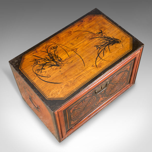 Japanese Antique Chest, Lacquered Pine Trunk, Blanket Box, Late 19th Century - London Fine Antiques