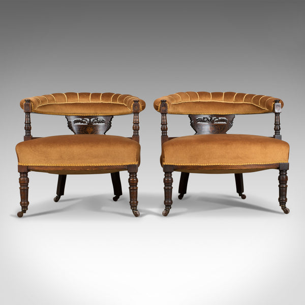 Pair of Antique Salon Chairs, English, Victorian, Bedroom, Armchair, Classical - London Fine Antiques