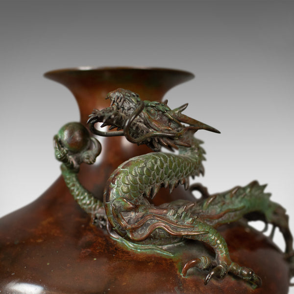 Chinese Urn, Vase, Bronze, Dragon, Pearl, Bowl, C20th, Oriental, Centrepiece - London Fine Antiques