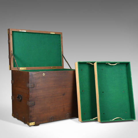 Antique Campaign Silver Chest, English, Oak, Victorian Trunk, Heavy Circa 1852-5 - London Fine Antiques