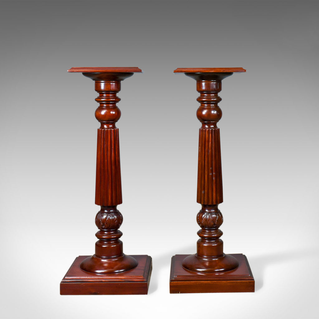 A Pair of Vintage Torcheres, Victorian Taste, Mahogany Plant Stand Late C20th - London Fine Antiques