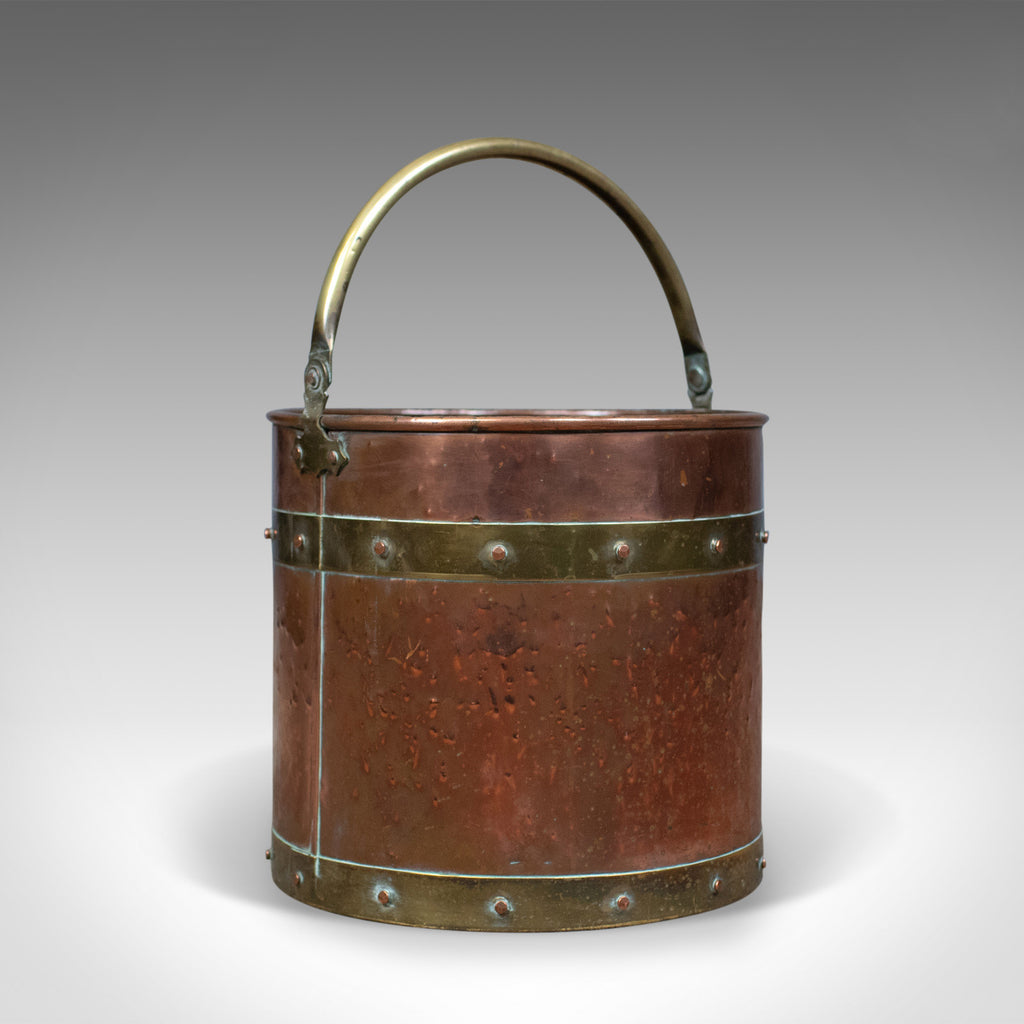 Antique Copper Coal Bin, English, Victorian, Fireside Scuttle Bucket, Circa 1890 - London Fine Antiques